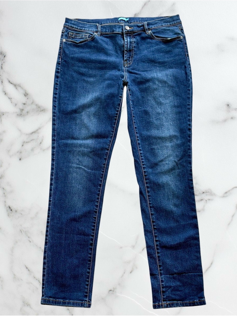 J. McLaughlin Denim Jeans 14 Mid Rise Straight leg Dark Wash Classic Minimalist